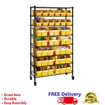 Seville Classics 24-BIN Rolling Rack Steel Commercial Storage Shelving Bins Nsf. Fixed Price $319.99.