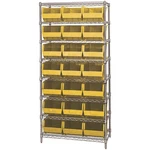 Quantum Storage Single Side Wire Chrome Shelving Unit With 21 Ultra Bins,. Fixed Price $840.99.