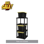 Sterilite 4 Tier Tote Rack Black Storage Shelving Organizer Heavy Duty Unit. Fixed Price $45.99.
