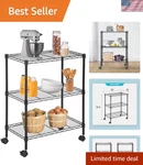 Modern 3-TIER Wheeled Wire Shelving Unit Efficient Organized Storage At Home. Fixed Price $60.99.