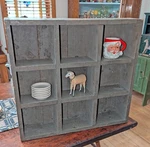Antique Primitive Wood Display From Drawer Cubby Shelf Old Gray Paint Cubbies. Fixed Price $55.00.