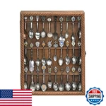 Ikee Design Wooden 30-SPOON Display Case Wall Rack W/tempered Glass Door Brown. Fixed Price $44.50.
