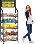 65" 5-TIER Rack Display Stand With Wheels For Chips, Candy & Snacks. Fixed Price $149.99.