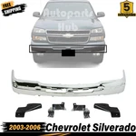 New Front Bumper Chrome Steel & Brackets For 2003-2006 Chevrolet Silverado. Fixed Price $387.00.
