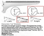 Kason #5611 Center Shelf Bracket, 20", Steel, Bright Zinc Finish, Wedge Fit. Fixed Price $14.95.