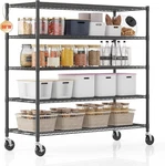 4-5TIER Steel Shelving 72/82INCH Height With Wheels Kitchen Balcony Living Room#. Fixed Price $209.99.
