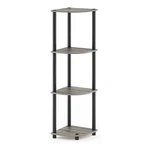 Furinno Turn-n-tube Wood 4-TIER Corner Display Rack French Oak Gray/black. Fixed Price $42.63.