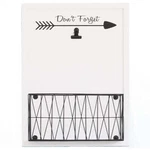 Wall Mount Mail Organizer With Note Clip - White Wood Black Metal Basket. Fixed Price $56.99.