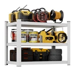 Cjf 3-TIER Metal Storage Shelves, Shelving For Garage, Basement, White. Fixed Price $40.47.