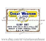 Great Western Midland Texas Drilling Glimp Unit Metal Tin Sign Office Interior. Fixed Price $19.51.