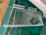 Slatwall Flat Clear Acrylic Shoe Shelves, 4"X10" W/ 1.25" Sign Holding Slot. Fixed Price $45.99.