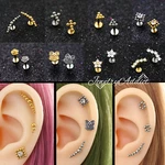 Crystal Dots Cartilage Lip Bar Stud Flat Back Climber Piercing Earring. Fixed Price $5.52.