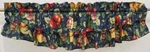 Vintage Sonoma Classic Fruit Print Curtain Navy Blue Background Valance Or Tiers. Fixed Price $19.99.