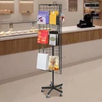Black Iron Gridwall Display Stand 40 168CM Triangular Mobile Floor Rack. Fixed Price $88.74.