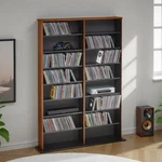 2 Column Display Cabinet Media, Double Width Wall Storage, Cherry/black. Fixed Price $260.99.