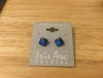 Vintage Iris Arc Bermuda Blue Crystal Cube Pierced Earring's 1/4. Fixed Price $14.75.