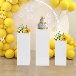 3 Pcs Display Pedestal Stands White Square Tall Wedding. Fixed Price $112.82.