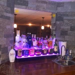 36" Led Bottle Bar Rack Shelf, Two Steps, Color Changing Lights, Glass Display. Fixed Price $231.92.