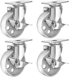 Heavy-duty 4" Steel Swivel Caster Wheels With Brake Lock Gray Finish. Fixed Price $75.99.