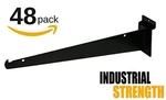New 12" Slatwall Shelf Brackets With Lip - Black 48 Pieces. Fixed Price $128.75.