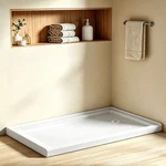 White Shower Base 60"LX32"W With Single Threshold,non-slip Acrylic Pan. Fixed Price $285.99.