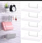 Clear Acrylic Pegboard Shelves Wall Mount Organizer Display Rack. Fixed Price $21.99.