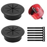 2" Desk Grommet Kit: Cord Hole Cover W/ Saw & Cable Ties - Pack. Fixed Price $16.48.