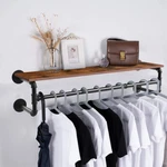 Clothes Rack W/ Top Shelf Industrial Pipe Wall Mounted Garment Hanging Rail. Fixed Price $39.90.