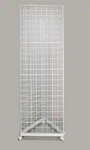 Wire Grid Triangle Tower Display Rack Casters Rolling Castors White 2' X 5. Fixed Price $140.95.