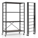 4-TIER Rack Folding Storage Unit Shelf W/ Lockable Wheels Home Shelving. Fixed Price $49.99.