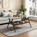 Modern Tempered Glass Coffee 2LAYER Rectangle Tables Shelf For Living Room. Fixed Price $71.34.