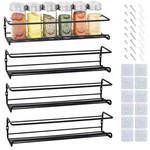 4PCS Wall Mounted Spice Rack Organizer Steel Seasoning Simple Style Storage. Fixed Price $20.98.