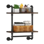 Helsin 2-TIER Industrial Pipe Floating Bathroom Shelves, Rustic Wood Wall Shelf. Fixed Price $83.99.