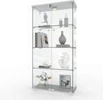 4 Shelves Display Cabinet, Tempered Glass Curio Showcase With Led Light & Lock. Fixed Price $175.99.