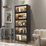 76.75'' Tall Iron Display Cabinet With Glass Doors, 5-TIER Steel Barister Book. Fixed Price $433.88.