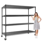 Storage Shelving Unit, Heavy Duty 4-TIER Garage Wire Rack With Wheels. Fixed Price $175.99.