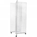 2' 6' Grid Panel 4-SIDED Floorstanding Display Fixture With Rolling Base White. Fixed Price $264.62.