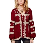 Free People Iris Cranberry Cream Crochet Wood Bead Detail Bohemian Top Size. Fixed Price $48.00.