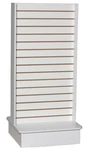 Two Sided Floor Standing 54"H White Slatwall Display Tower. Fixed Price $75.00.