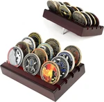 Challenge Coin Holder Display Case 4 Row Solid Wood Military Rack Small Arm. Fixed Price $18.99.