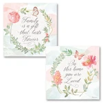 Pink Green Floral Wreath Butterfly Family Quote Wall Art Set 12X12 Unframed. Fixed Price $10.99.