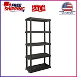 Hyper Tough Plastic Storage Shelves Garage Shelving Unit 5-TIER 73.80"H X 17.75". Fixed Price $45.53.