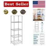 Industrial-style 5-TIER Shelving Unit With 250-LB Capacity Chrome Finish. Fixed Price $123.86.