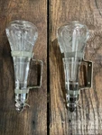 Antique Crystal Carriage Bud Vase Etched Floral 6.5 W/ Brackets Set Of 2. Fixed Price $299.00.