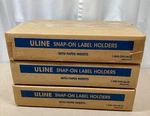 Lot Of 3 Boxes Uline S-14462 Snap-on Label Holders Clear 1/4 Paper Insert. Fixed Price $59.95.