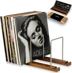 Vinyl Record Holder Stand For 75 Lps Walnut Storage W/now Playing Display. Fixed Price $66.50.