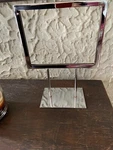 Twenty Four (24) Econoco MCP57 Sign Holders 5" X 7" Chrome With Base. Fixed Price $95.00.