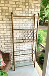 Faux Bamboo Metal Shelving Unit Etagere With Acorn Finials. Fixed Price $1375.00.