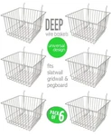 Only Hangers Deep Wire Baskets For Gridwall, Slatwall And Pegboard- Chrome 6PK. Fixed Price $63.42.