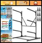Heavy Duty Freestanding Kayak Storage Rack, Adjustable 3-LAYER For Canoe,. Fixed Price $181.99.